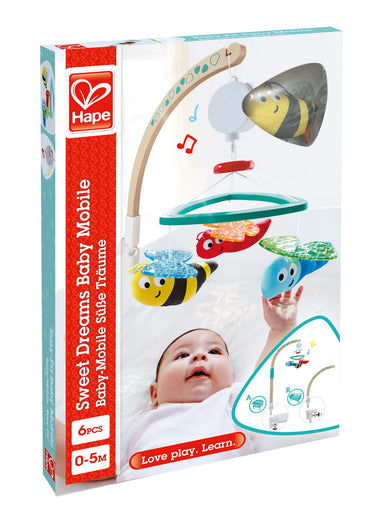 Carusel muzical din lemn pentru patul bebelușilor, Hape, 0-1 an